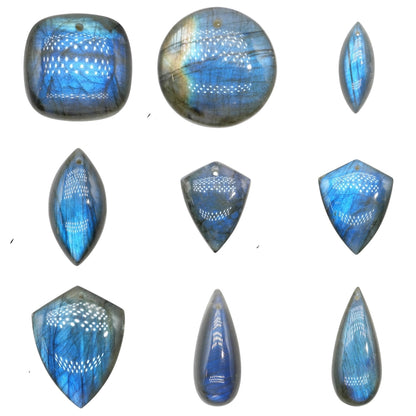 Pendentif en labradorite AAA extra bleue (17 formes disponible)