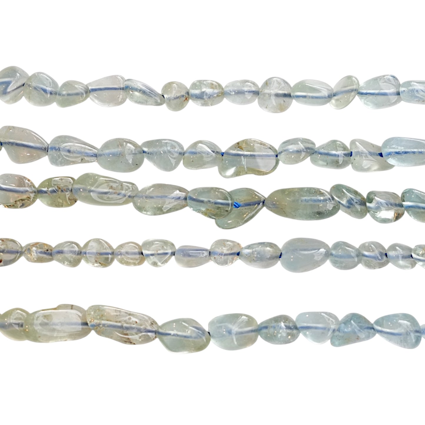 Fil de perle forme libre Aigue marine 5x10 mm (référence 99)