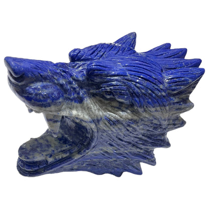 Tête de Loup en Lapis-lazuli pièce unique 13x9x7,5 numéro TL2