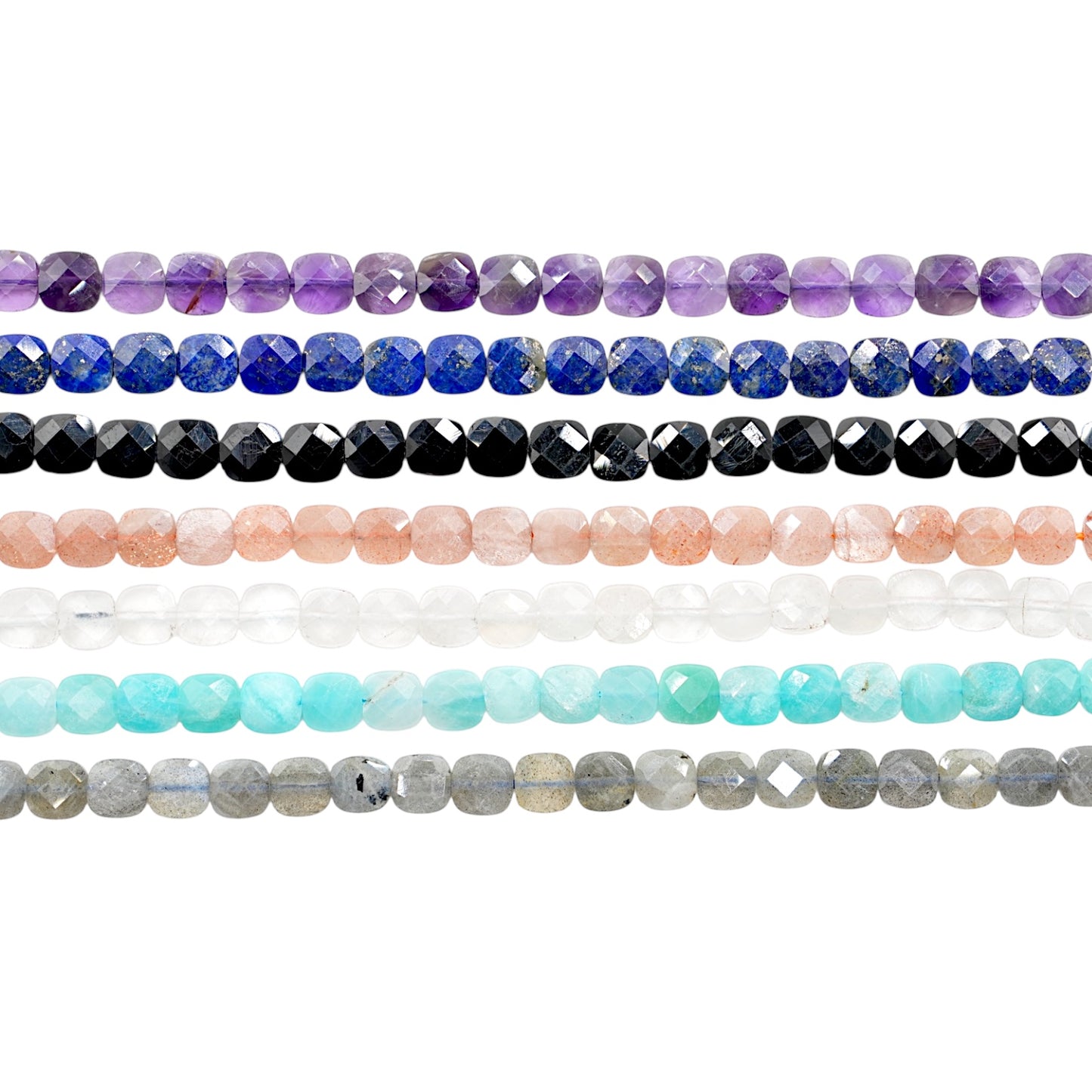 Fil de perle carré facetté plat 6x6 mm (6 pierres disponible)