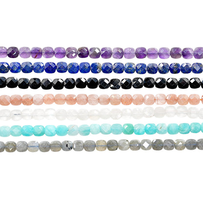 Fil de perle carré facetté plat 6x6 mm (6 pierres disponible)