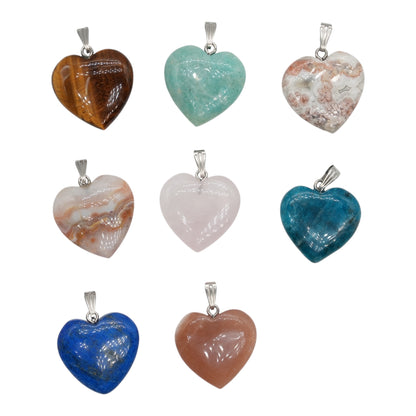 Pendentif en cœur argenté 25 mm (8 pierres disponible)