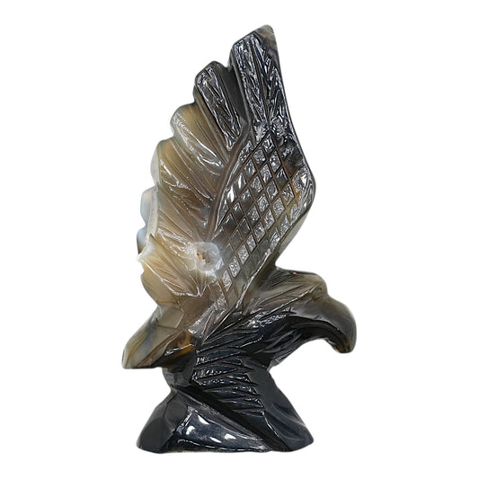 Figurine Aigle en Agate Botswana A+ — 14x8 cm (modèle unique nº2)