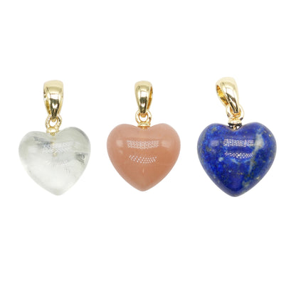 Pendentif coeur 15 mm (laiton doré ou argenté) (12 pierres disponible)