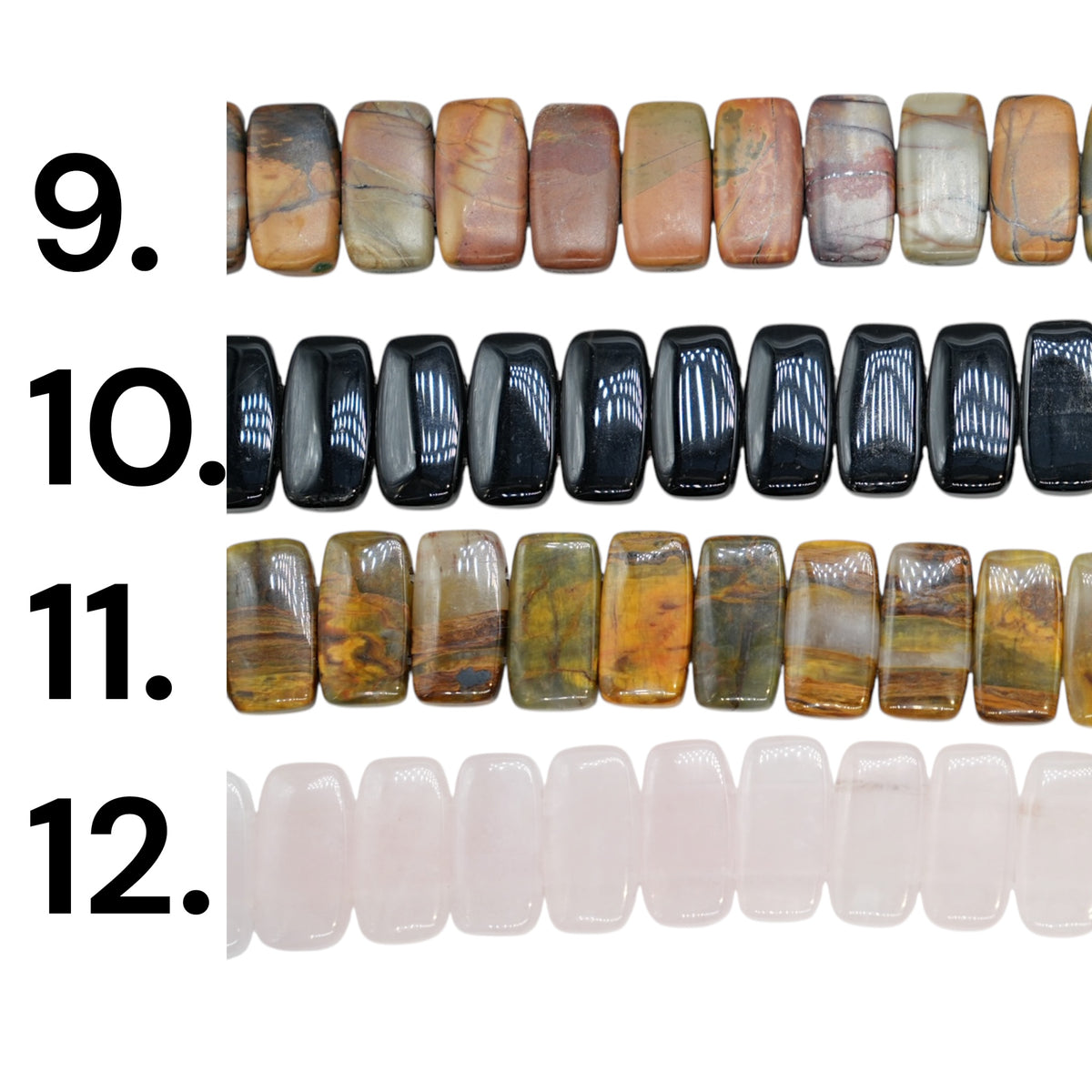 Fil de perles rectangulaires à 2 trous en pierre naturelle (14 pierres disponibles)