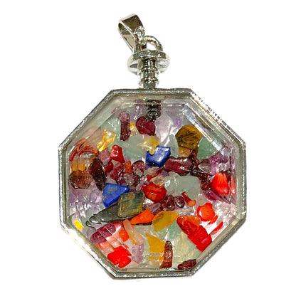 Pendentif mini pierre hexagone facetté