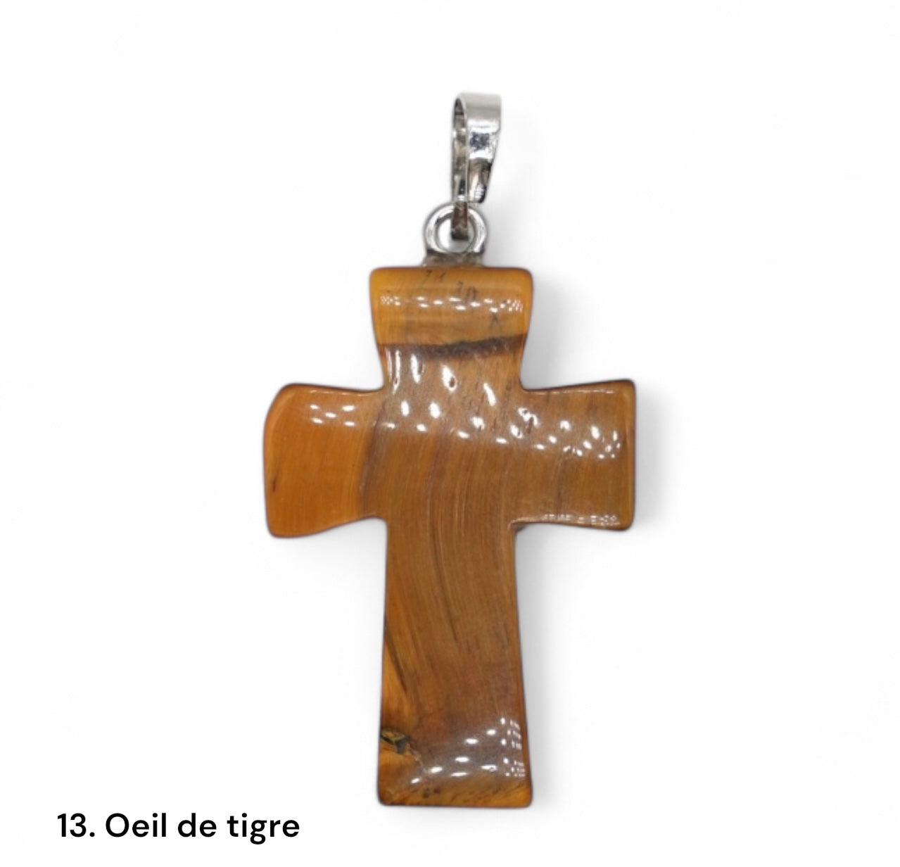 Pendentif croix en pierre naturelle 22x32x8 (bélière incluse)