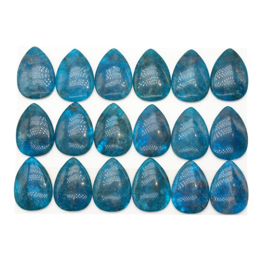 Lot de 18 pendentif Cabochon goutte Apatite bleue AAA 18x25 mm