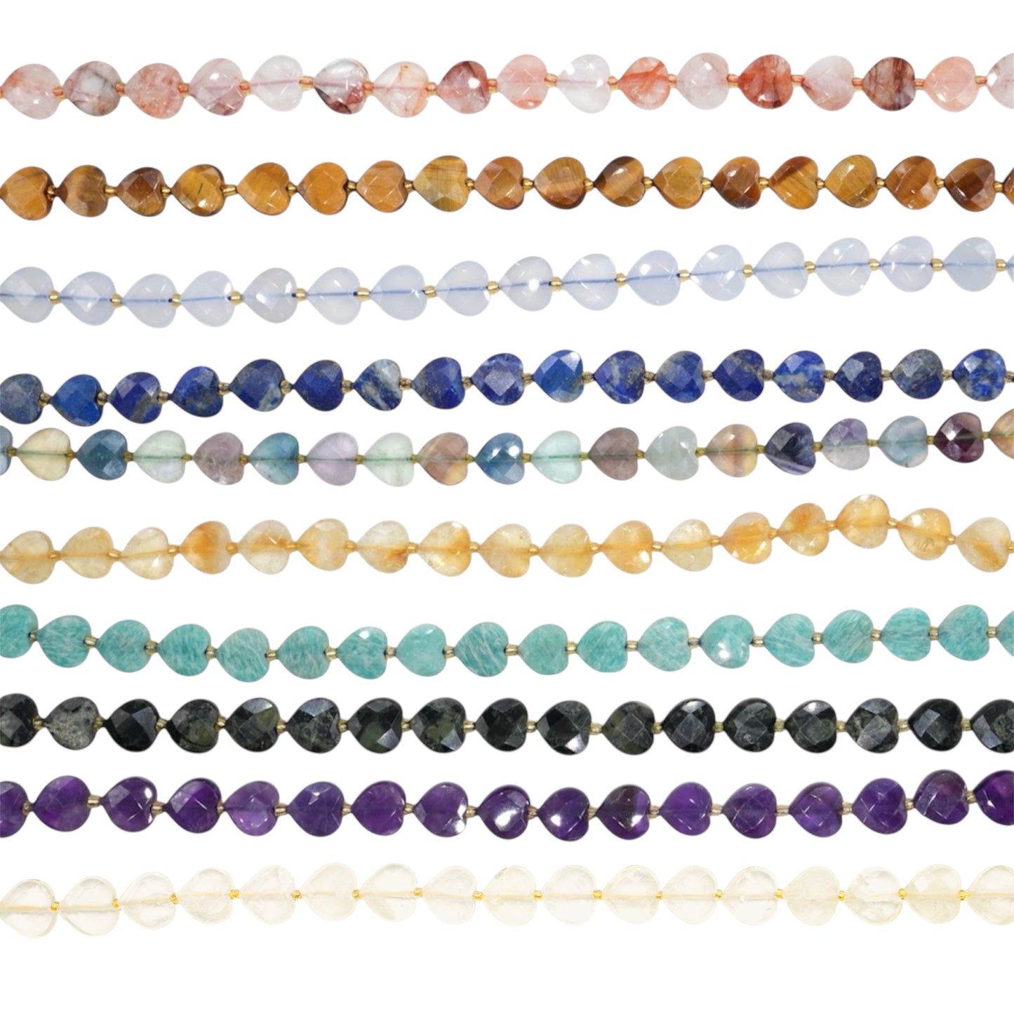 Fil de coeur facetté en pierre naturelle 12 mm (21 pierres disponible)