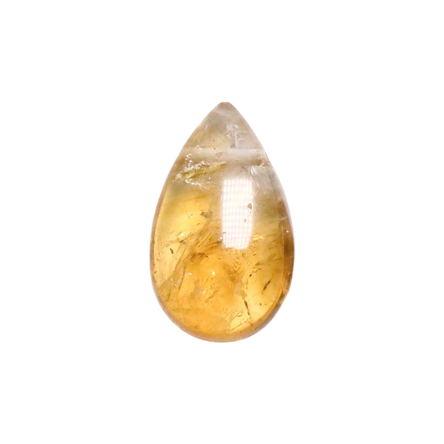 Pendentif goutte Citrine chauffée chauffée percé sur le côté