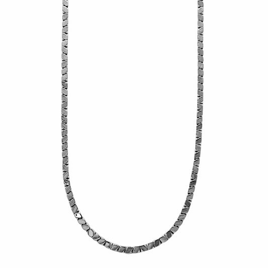 Collier sautoir 70 cm Hématite electroplaquée argenté 4mm CHA-2