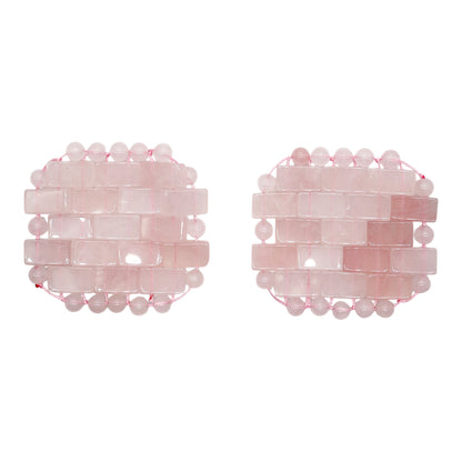 Un lot de 2 Patchs pour les yeux en quartz rose 6x6,5 cm