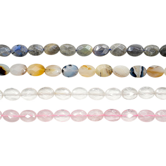 Fil de perle ovale facetté plat 10x14 mm/8x12 mm (4 pierres disponible)