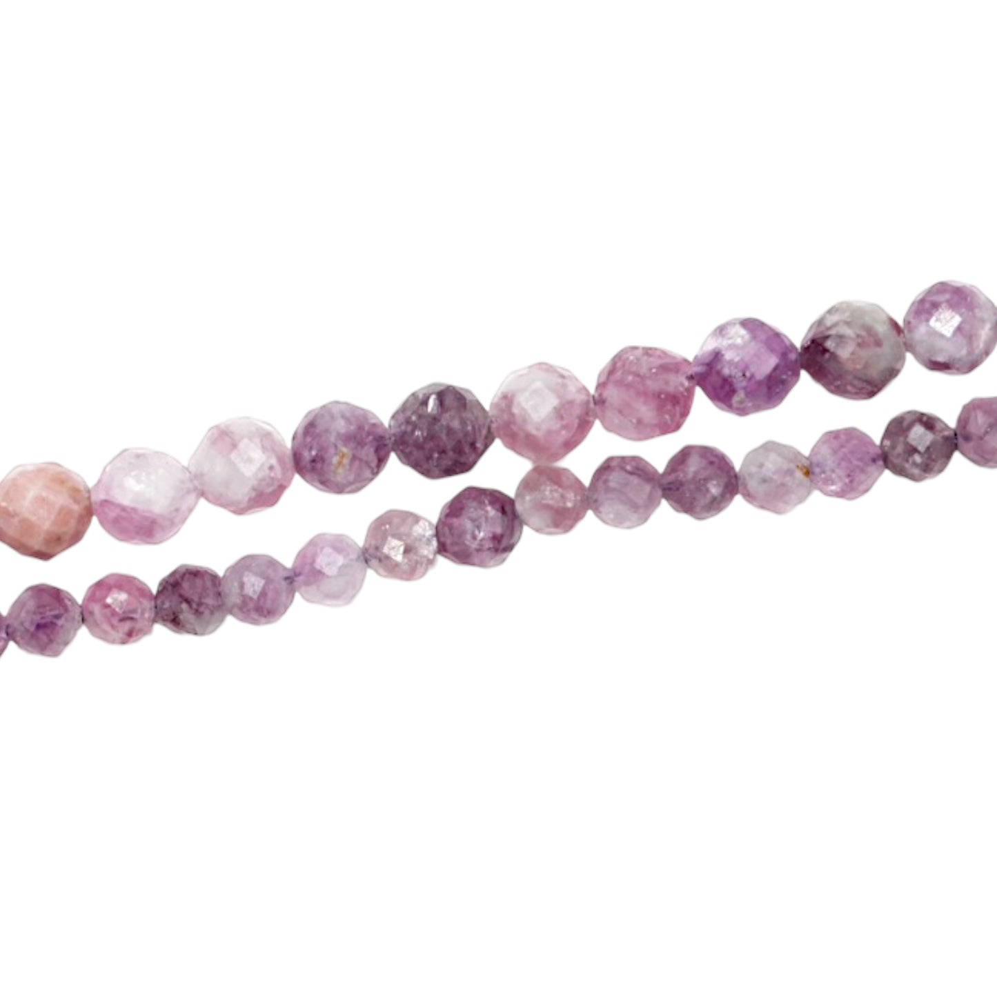 Faceted Clear Lepidolite Bead Strand