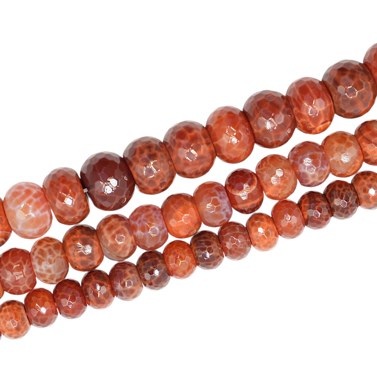 Fil de perles Agate de feu facettée RONDELLE