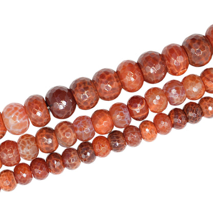 Fil de perles Agate de feu facettée RONDELLE