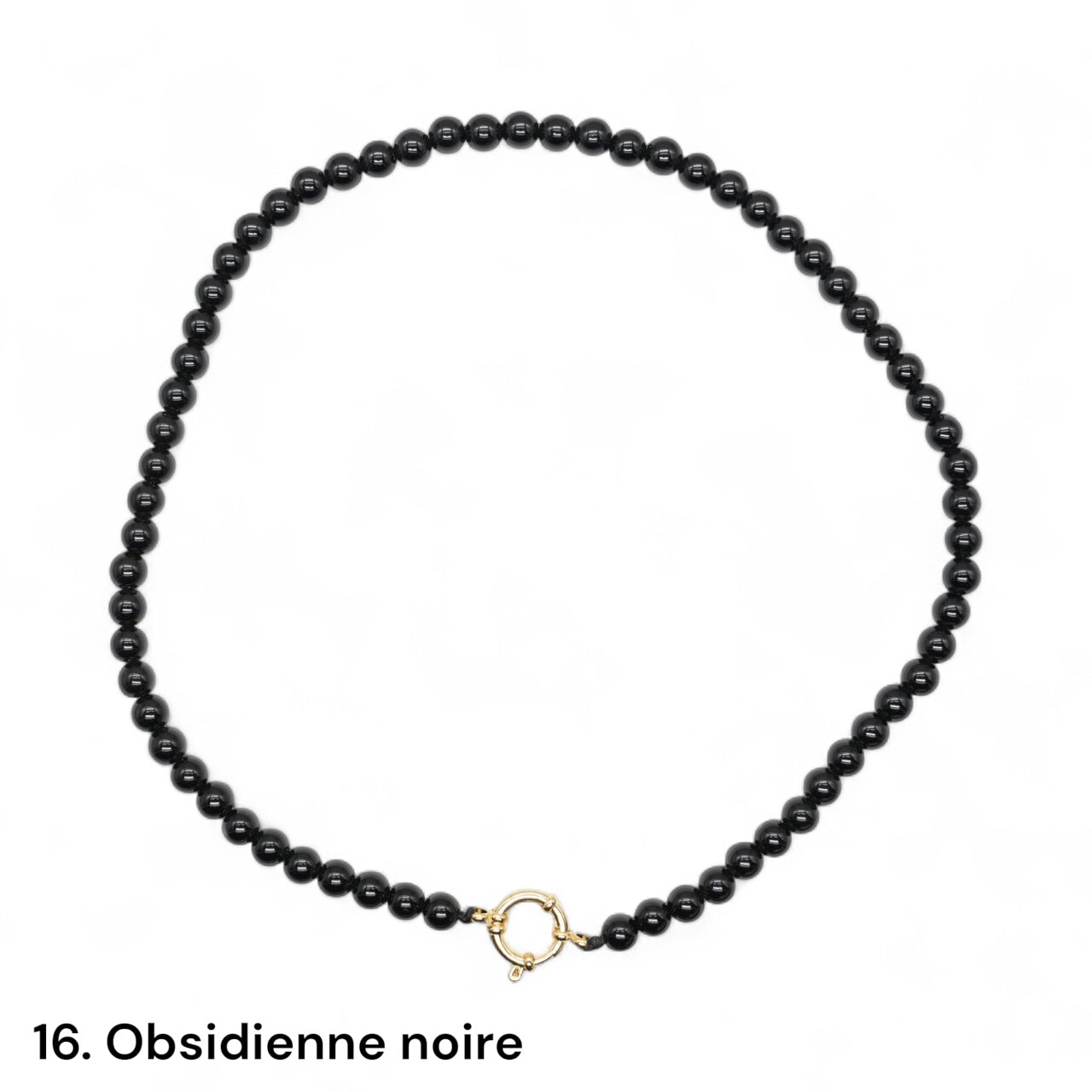 Collier 43 cm 6 mm avec fermoir bouée en acier inoxydable dorée ou argenté (20 pierres disponibles)