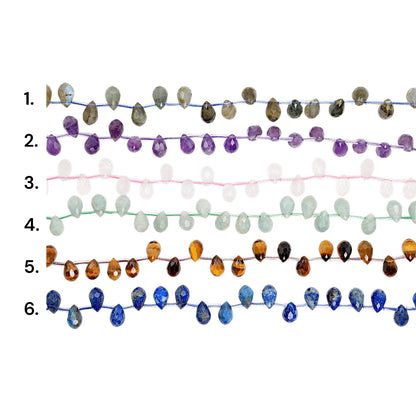 Fil de pendentifs goutte facetté 6x9 mm (6 pierres disponible)