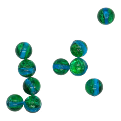10 perles de verre phosphorescente verte #33