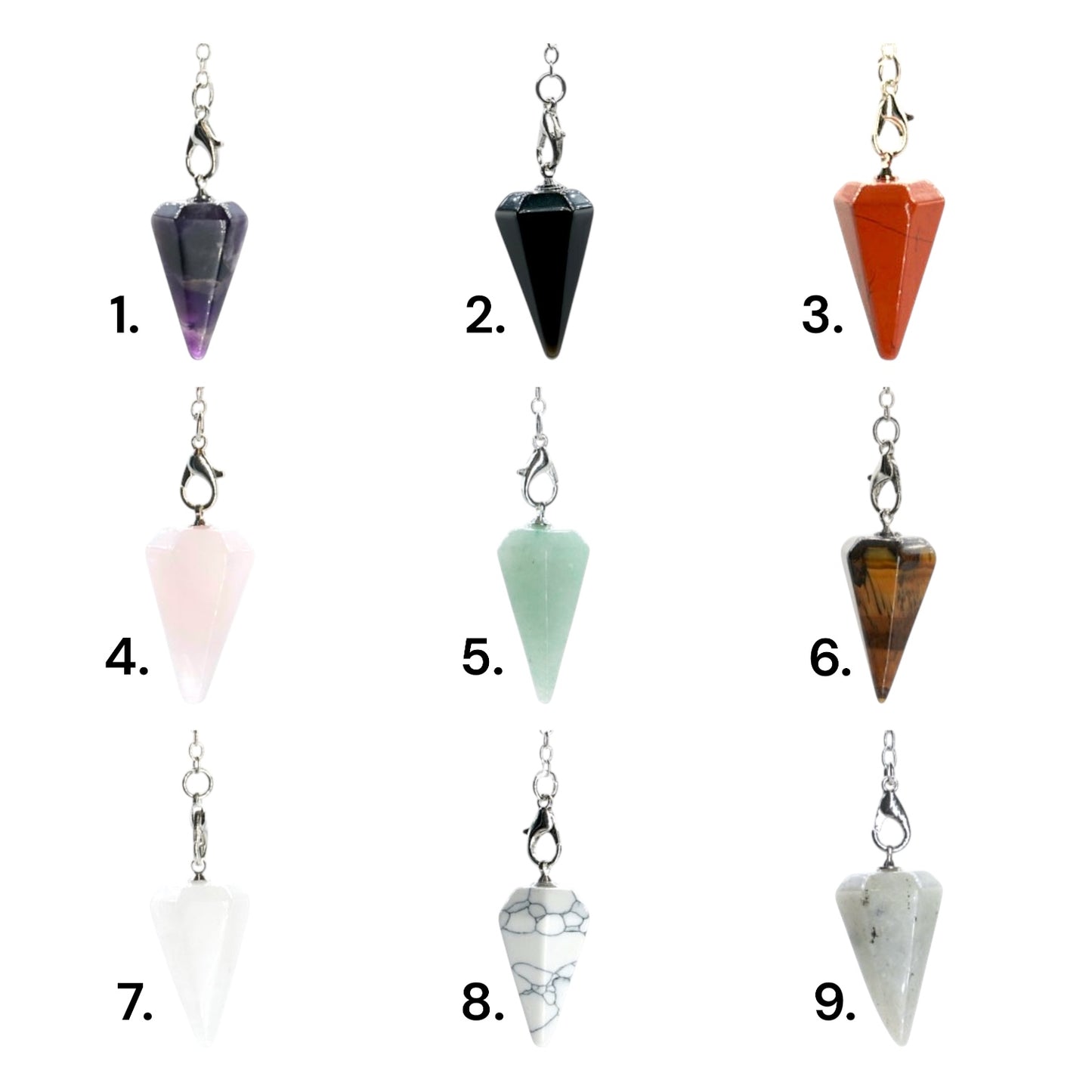 Pendule forme petit cone facetté (10 pierres disponible)