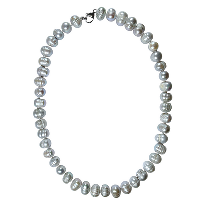 Collier en perles d’eau douce gris G-15 - Foliesbijoux