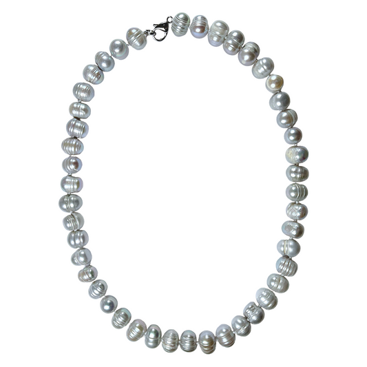 Collier en perles d’eau douce gris G-15