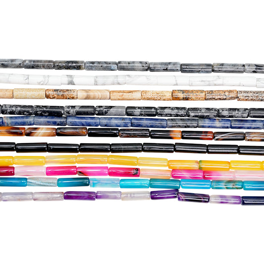 Fil de perles tubes 4x13 mm (8 pierres disponible)