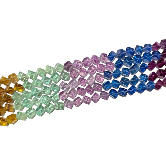 Fil de perles facettées Fluorine multicolore grade AAA 8 mm