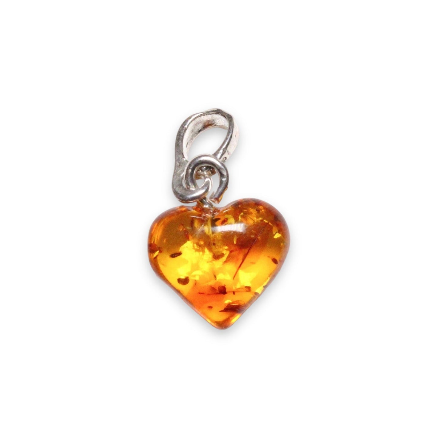 Pendentif ambre & argent forme Coeur