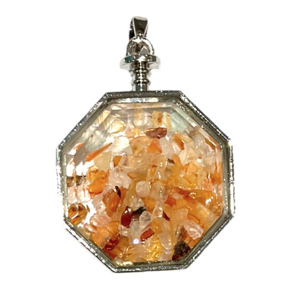 Pendentif mini pierre hexagone facetté