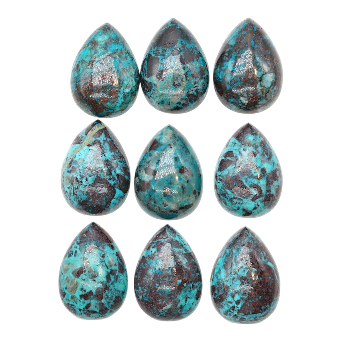 Lot de 9 pendentif Cabochon Goutte Chrysocolle AAA 25x35 mm (modèle unique 3)