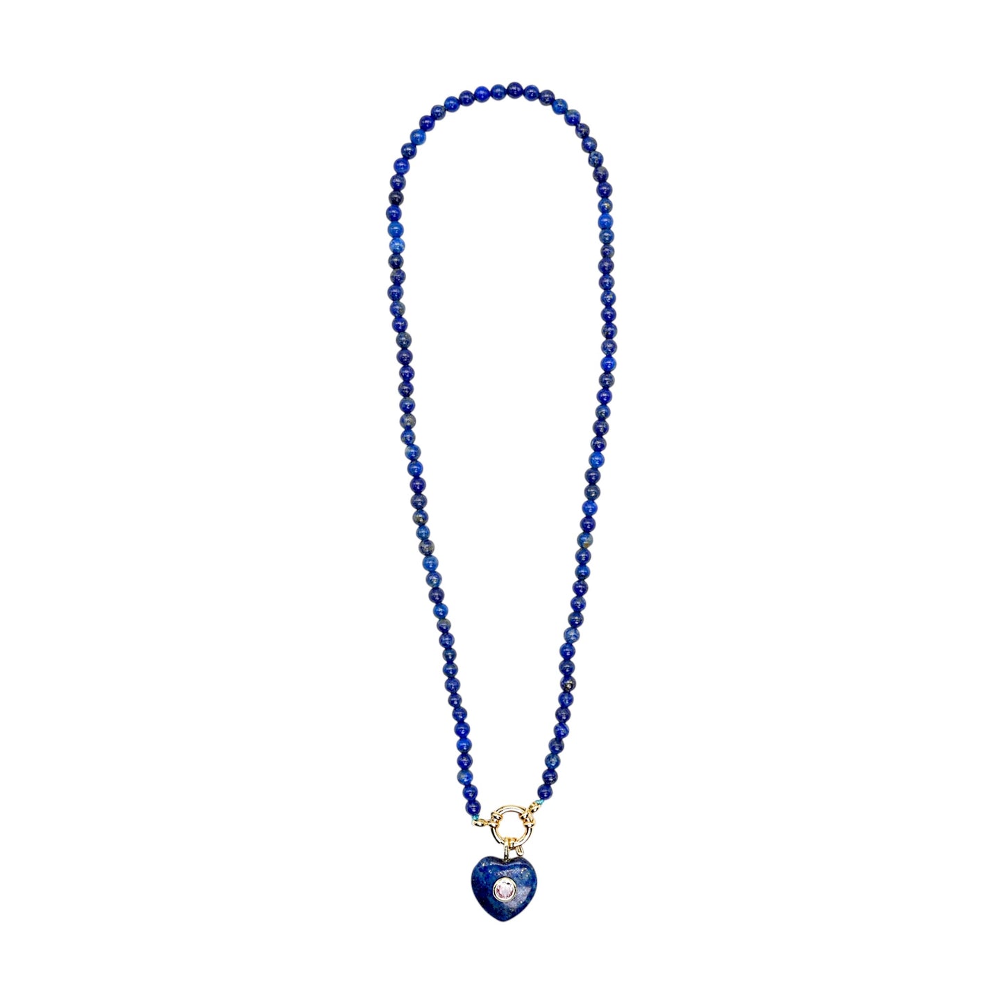 Collier/Pendentif coeur avec Zircon couleur aléatoire (5 pierres disponible)