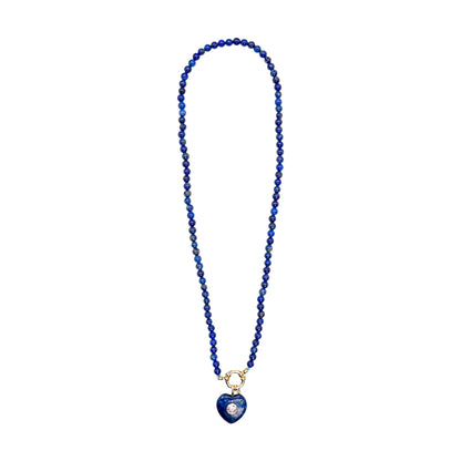 Collier/Pendentif coeur avec Zircon couleur aléatoire (5 pierres disponible)