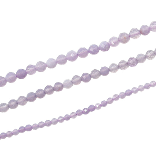 Fil de perles facettées Jade lilas de Birmanie A