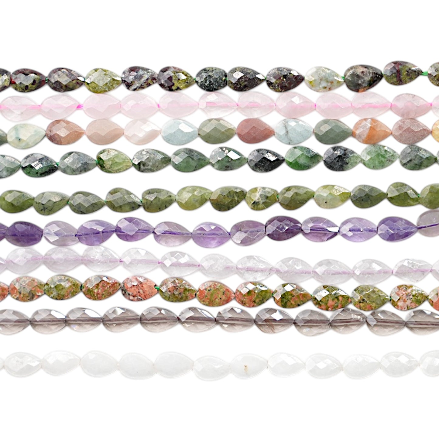 Fil de perle en feuille facetté 4x6 mm (22 pierres disponible) — Référence F3