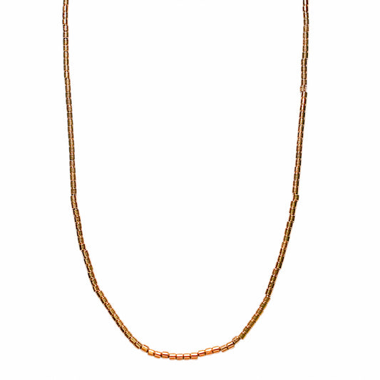 Collier sautoir 70 cm Hématite electroplaquée dorée 3mm CHD-1