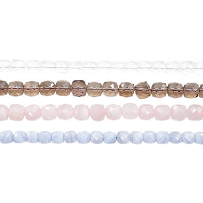 Fil de perles cube facetté 8x8 mm (4 pierres disponibles)