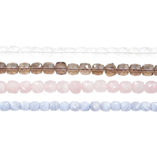 Fil de perles cube facetté 8x8 mm (4 pierres disponibles)