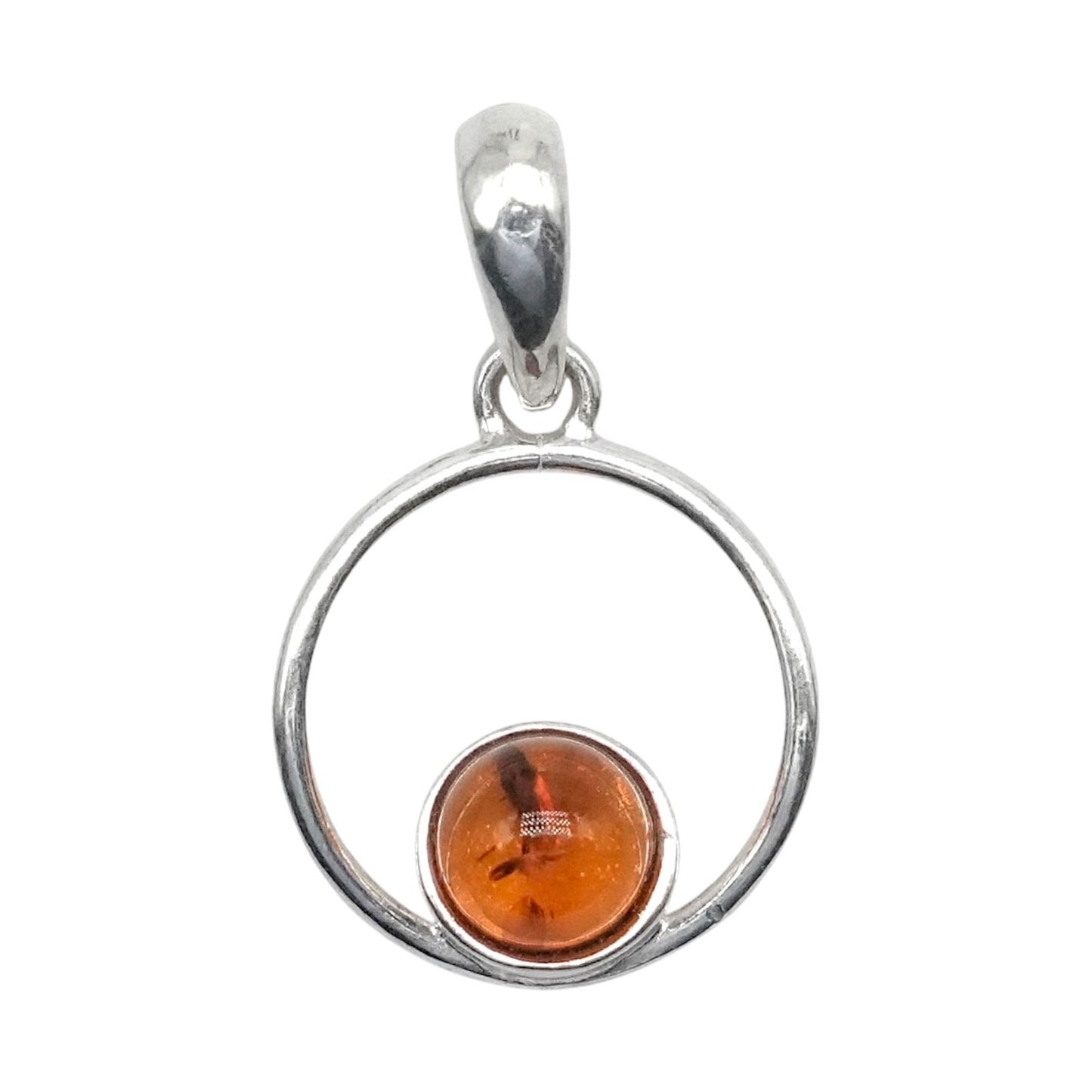 Pendentif ambre & argent rond #18