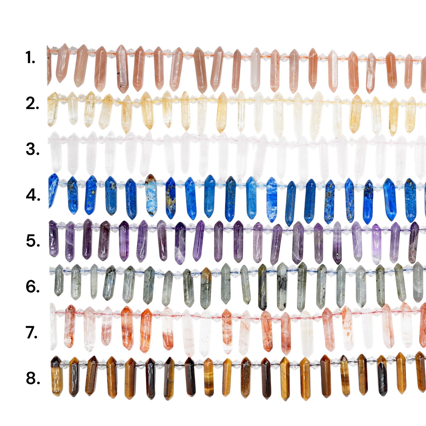 Fil pendentifs pointe 6-8x25-30 mm (15 pierres disponible)