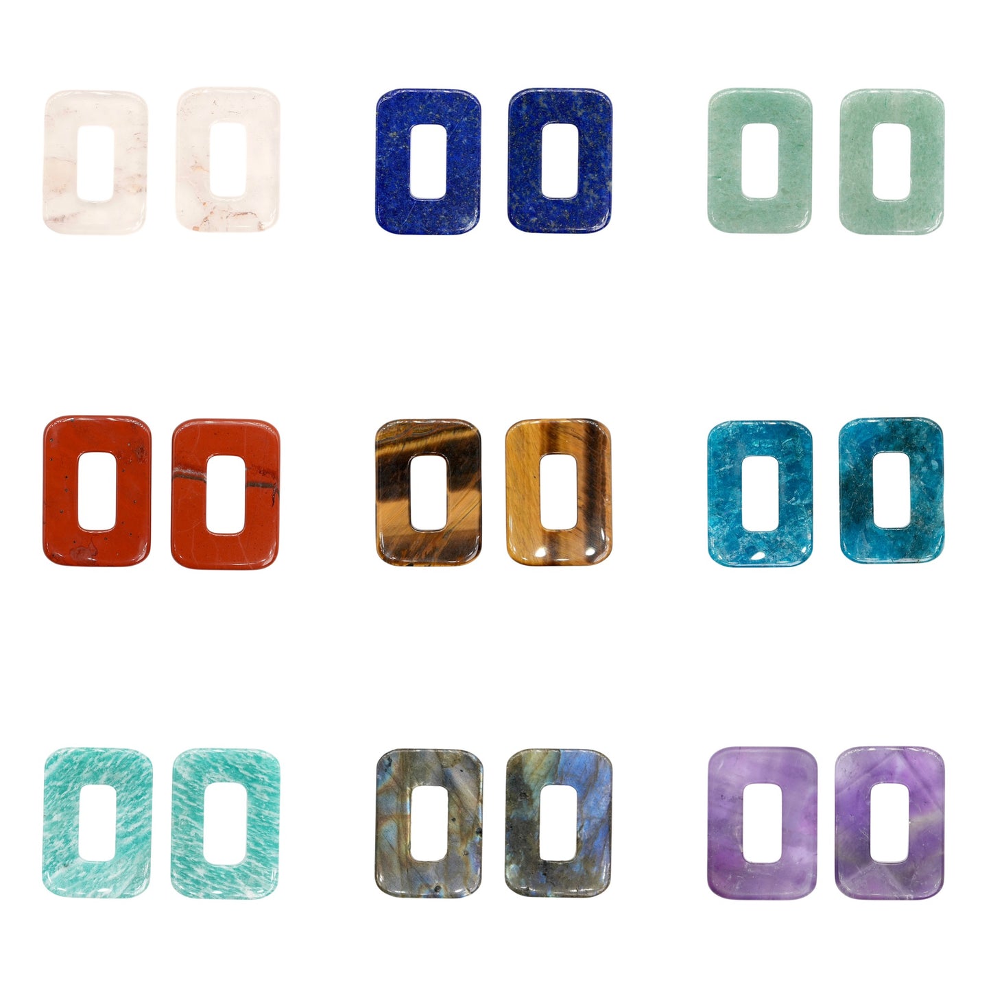 Lot de 2 charm’s forme rectangulaire arrondie pour boucle d’oreille (Créole non comprise) (2 tailles disponible)