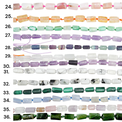 Fil de perle forme cylindrique 8x12 mm (35 pierres disponible)