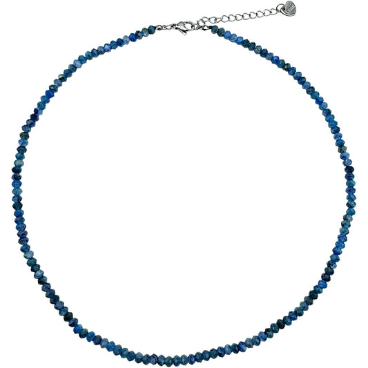 Collier Cyanite bleue 3x4mm acier inoxydable doré/argenté