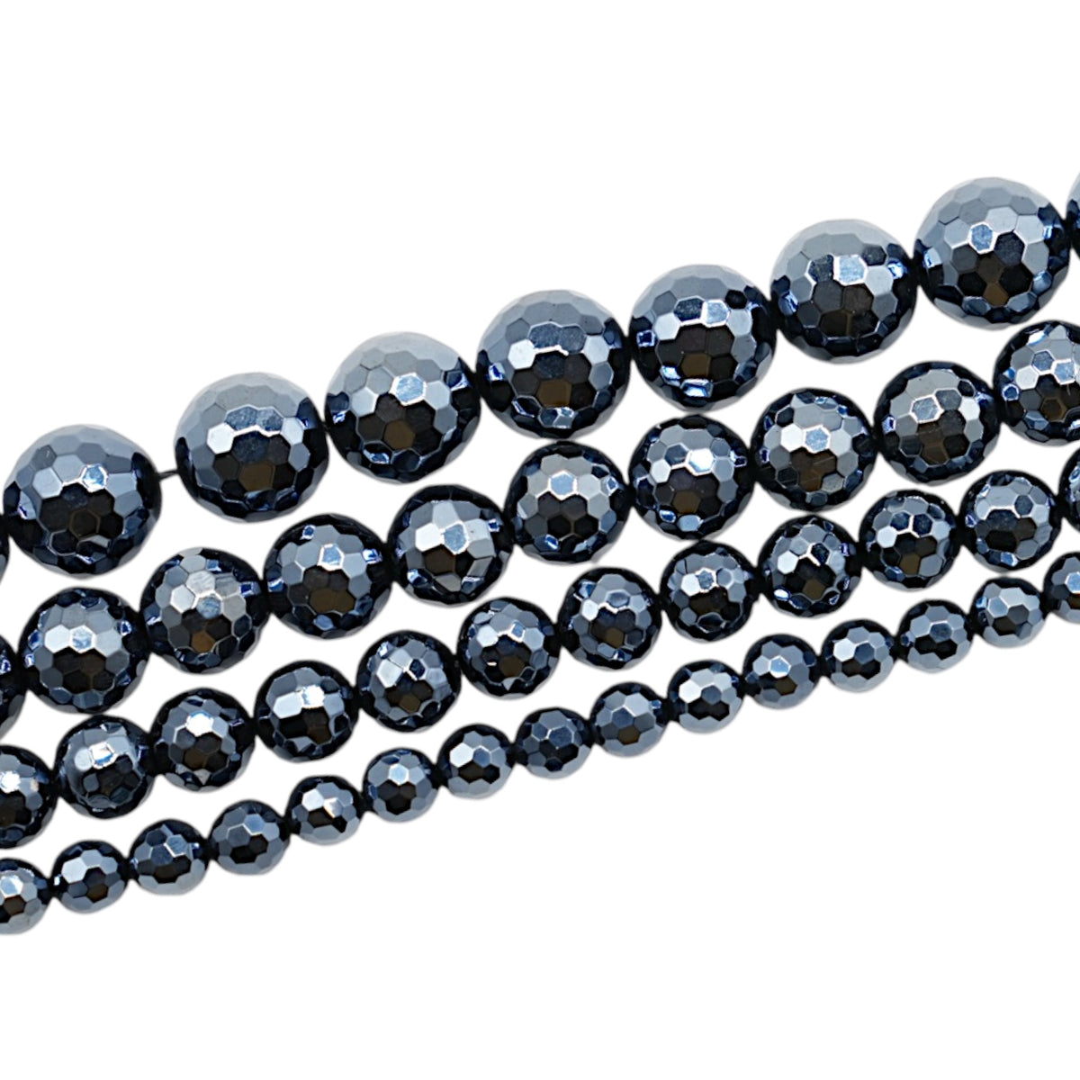 Fil de perles Agate facettée noire ronde