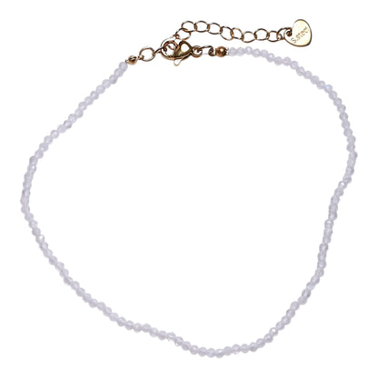 Bracelet/chaine de cheville Pierre de lune perle facetté 2-3 mm avec fermoir acier inoxydable