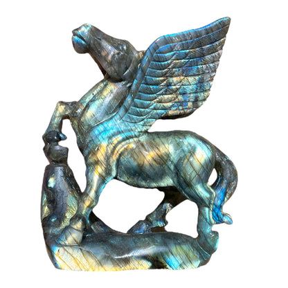 Figurine Pégase en Labradorite- modele unique