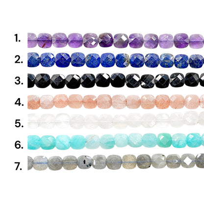 Fil de perle carré facetté plat 6x6 mm (6 pierres disponible)