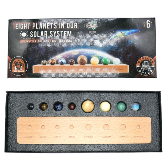 Kit du système solaire en pierre avec support en bois