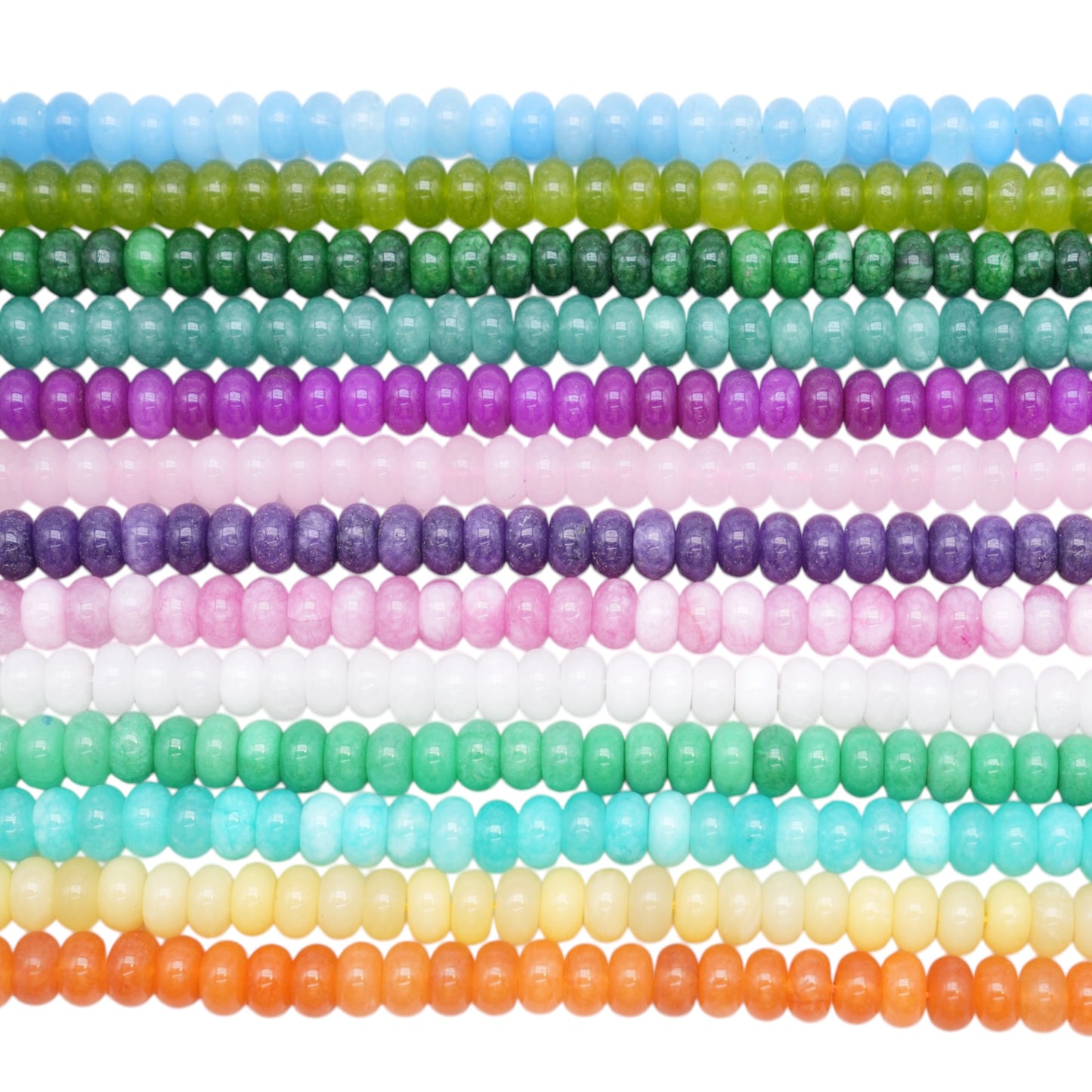 Fil de perle rondelles Jade teinté 6x10 mm (13 coloris disponible)