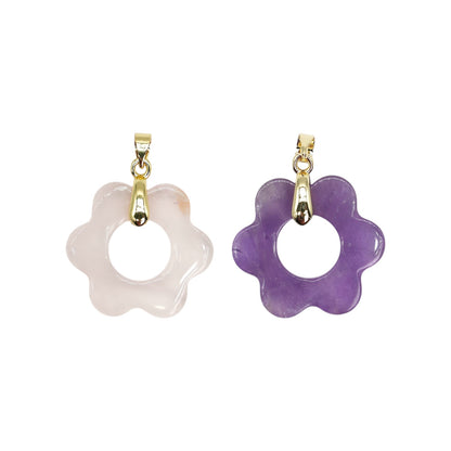 Pendentif Fleurs 25 mm — Bélière dorée ou argentée (11 pierres disponible)